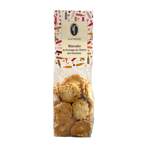 Bag of Mr de Turenne's pure butter biscuits with goat cheese from the Pyrenees. Net weight: 100g