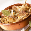 Valette's cassoulet, ready to eat in a dish.