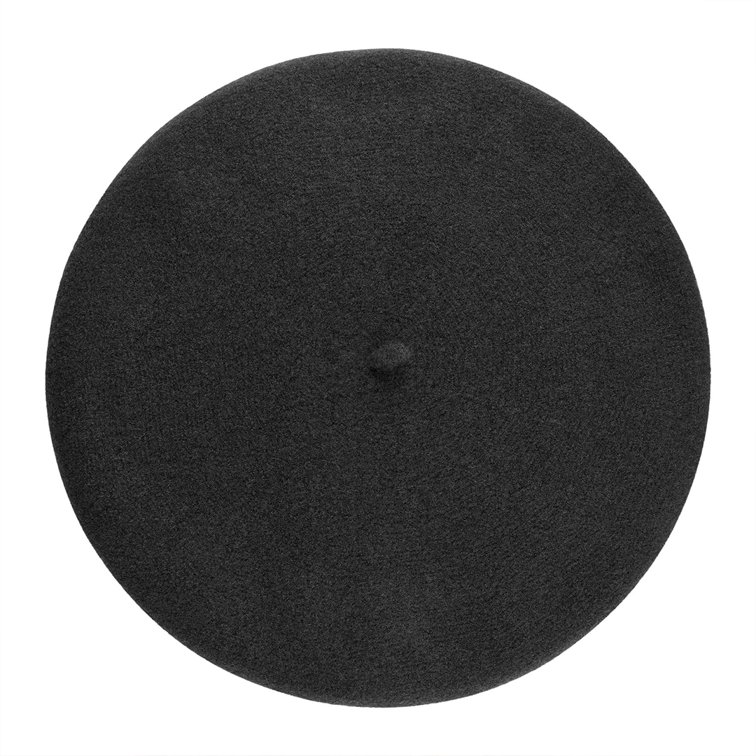 Top view of Laulhère's 100% French merino wool Max beret - black