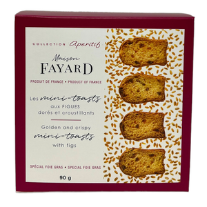Box of Maison Fayard's mini-toasts with figs. Net weight: 90g