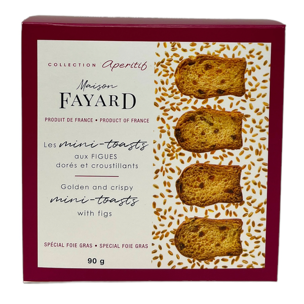 Box of Maison Fayard's mini-toasts with figs. Net weight: 90g