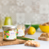 La Perle des Dieux' jar of salmon rillettes with candied lemon and dill, with some toasted on bread.