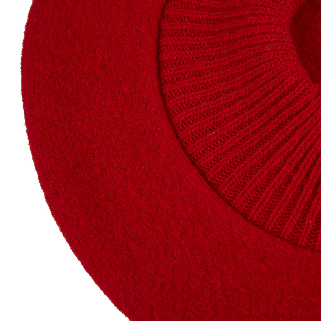 Close up of Laulhère's 100% Merino wool The Parisienne beret - Hermes