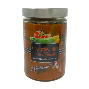 Jar of Guintrand's zucchini sauteed in tomato sauce. Net weight: 510g